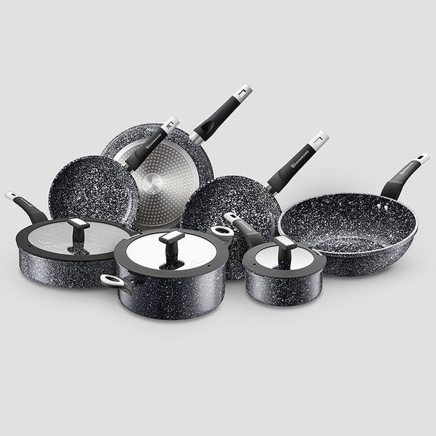  Granitestone Black Pots and Pans Set Nonstick, 6